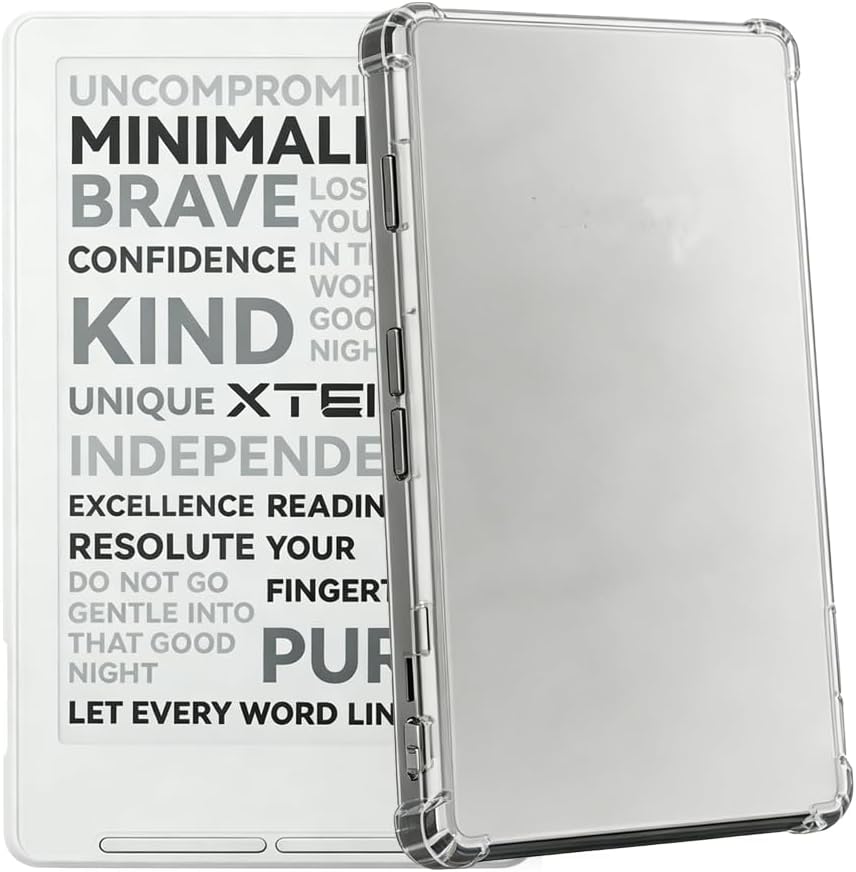 Compatible with XTEINK X3 E-Book Reader Case 3.7", Slim Transparent TPU Cover with Screen Protector, Non-Slip Shockproof Rubber Back Cover with Air Guard Corners for XTEINK eBook Readers
