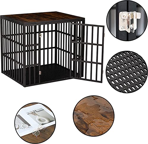 Epikoib Heavy Duty Dog Crate Furniture, Large Strong Metal Dog Kennels House And Crates For Small Medium Dogs With Non-Slip Tabletop And Tray, Easy To Assemble, 38''/ Black #TOP1