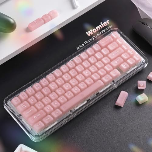 Image of Womier Frosted Jelly Keycaps Pink, Clear Shine Through Keycaps