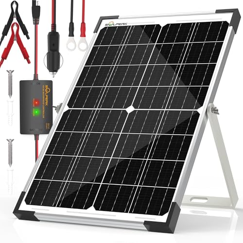 SOLPERK 15W Solar Battery Charger 12V Waterproof Solar Panel Charger + Upgrade 8A Charge Controller+ Adjustable Mount Bracket for Car, Motorcycle, Boat, Marine, RV,Trailer, Tractor,Truck, etc.