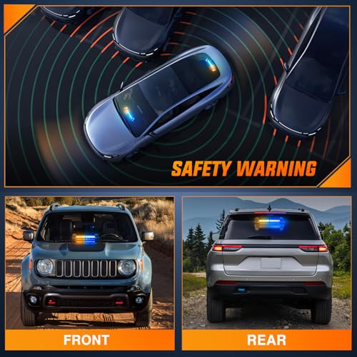 Image of Nilight 12LED Traffic Advisor Strobe Light Bar Amber Blue Hazard Safety | Emergency Warning Dash Front /Rear Windshield Flashing Lights for Cars Trucks Police Firefighter Plow Construction Vehicles