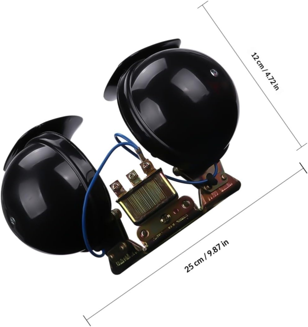 12v Dual Tone Snail Horn 2pcs Black Electronic Car and Motorcycle Horns Loud Replacement for Trucks and Scooters