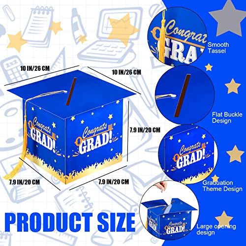 Image of Outus 2026 Grad Card Box with Tassel Congrats Graduation Cap Card Holder for Graduation Gift Box Party Supplies(Blue,Stylish)