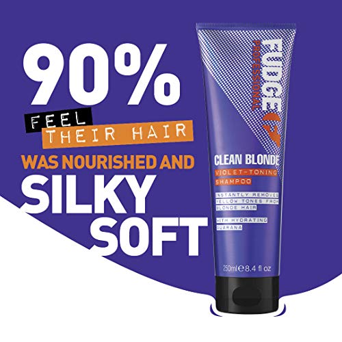 Fudge Professional Original Clean Blonde Shampoo | Violette Tönung für blondes Haar, 90 % kräftigeres Haar, sulfatfrei – 250 ml