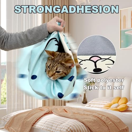 Image of 27.6 inch Cat Grooming Wrap Cat Grooming Wrap for Cutting Nails Self-Adhesive Swaddle Restraint wrap Cats Anti-Scratch and Anti-Bite Swaddle Restraint wrap XL(Within 15lbs)
