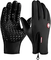 Par de Luvas Térmicas Touch Screen Semi-Impermeáveis para Motoqueiro Unissex e Resistente ao Frio e Chuva Ideal para Motoboy, Motociclista, Ciclista, Bike, Delivery e Uso Diário
