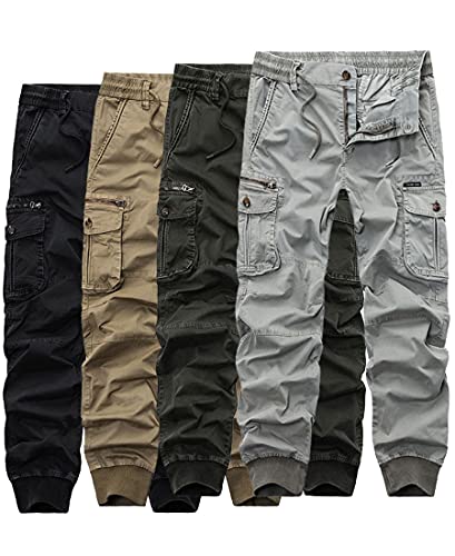 ebossy Mens Multi Pockets Cargo Pants Button Fly Military Combat Ripstop Jogger Trouser2
