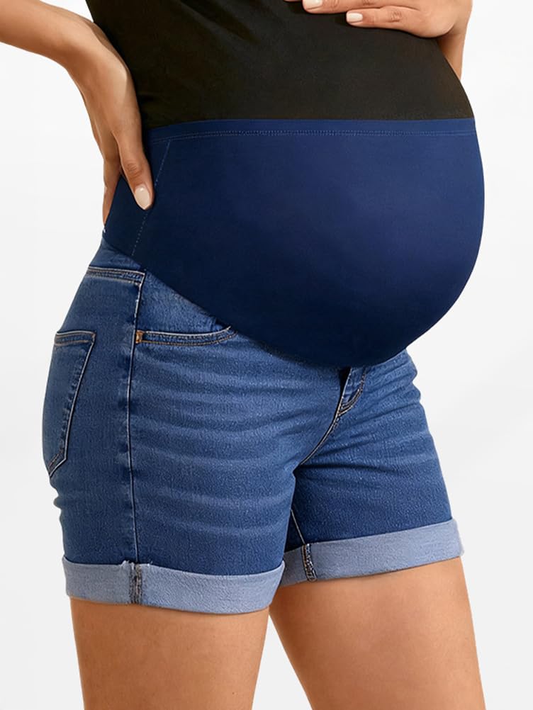 ORANDESIGNE Jeans Shorts Damen Umstandsjeans Sommer Kurze Umstandshose Umstandsmode