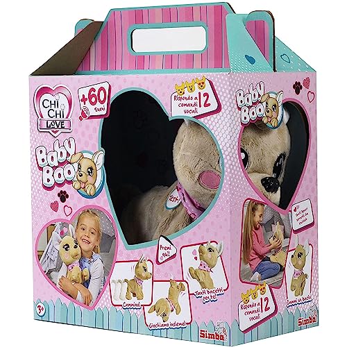 Simba Chi Chi Love Baby Boo, 105893500009, a partir de 3 años, perro interactivo, responde a 12 comandos de voz, multicolor, versión italiana