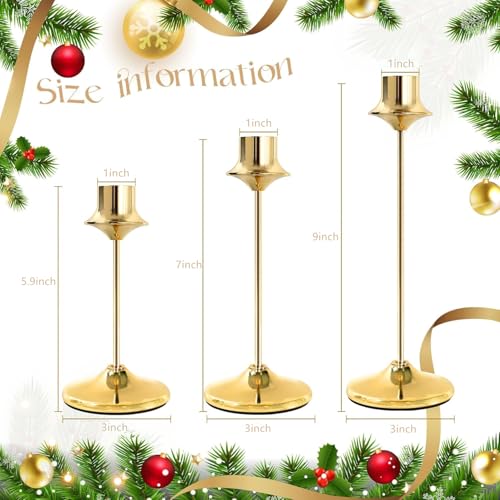 Joyyy Weighted Candlestick Holders Candle Stick Holder for Candlesticks, Vintage Metal Candelabra Candlestick Holders Candle Stand for Holiday Fireplace Party Dining Home Set of 6 (Gold) by Joyyy - Image 2