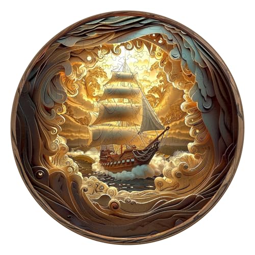 Wooden Puzzles for Adults, 3D Vision Effect-3D Sailing Wood Puzzles