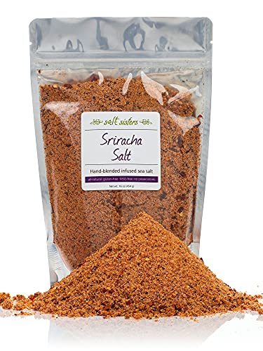 S.a.l.t. Sisters Sriracha Infused Sea Salt, Unique Spices + Salt Blend Alternative To Table Salt, Meat Seafood Vegetable Seasoning, Gmo Free, Msg Free, Resealable Pouch, 16 Oz #TOP16