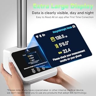 arboleaf Digital Physician Scale, Ultrasonic Height and Weight Scale, Smart Body Composition Analyzer for Gym and Home, 11-485lb, 6ft.4.8in, Body Fat Measurement, Weight, Height, BMI