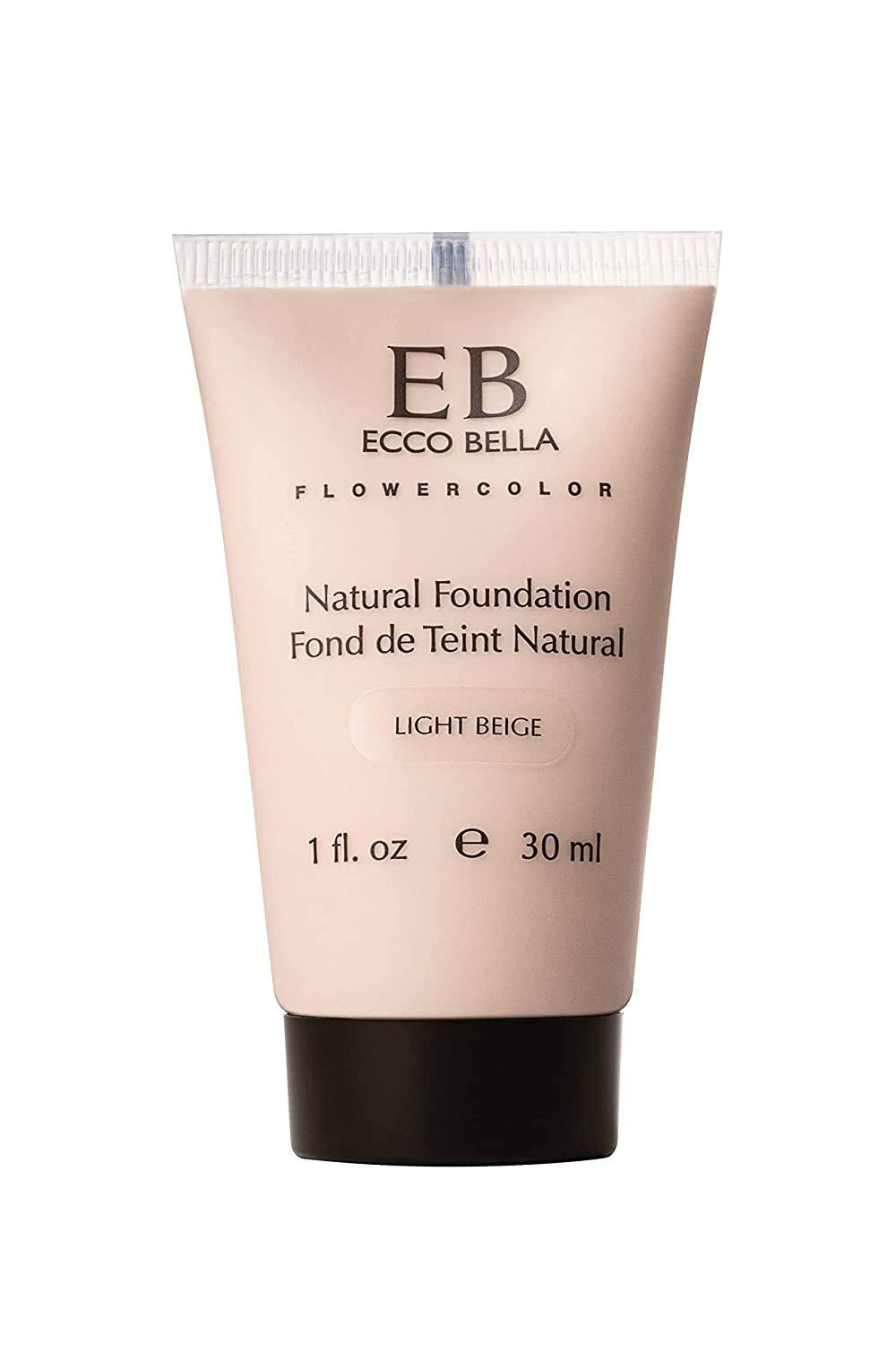 Ecco Bella Natural Liquid Foundation | Vegan, Gluten and Paraben-Free Makeup for Flawless Coverage, Light Beige, 1 oz