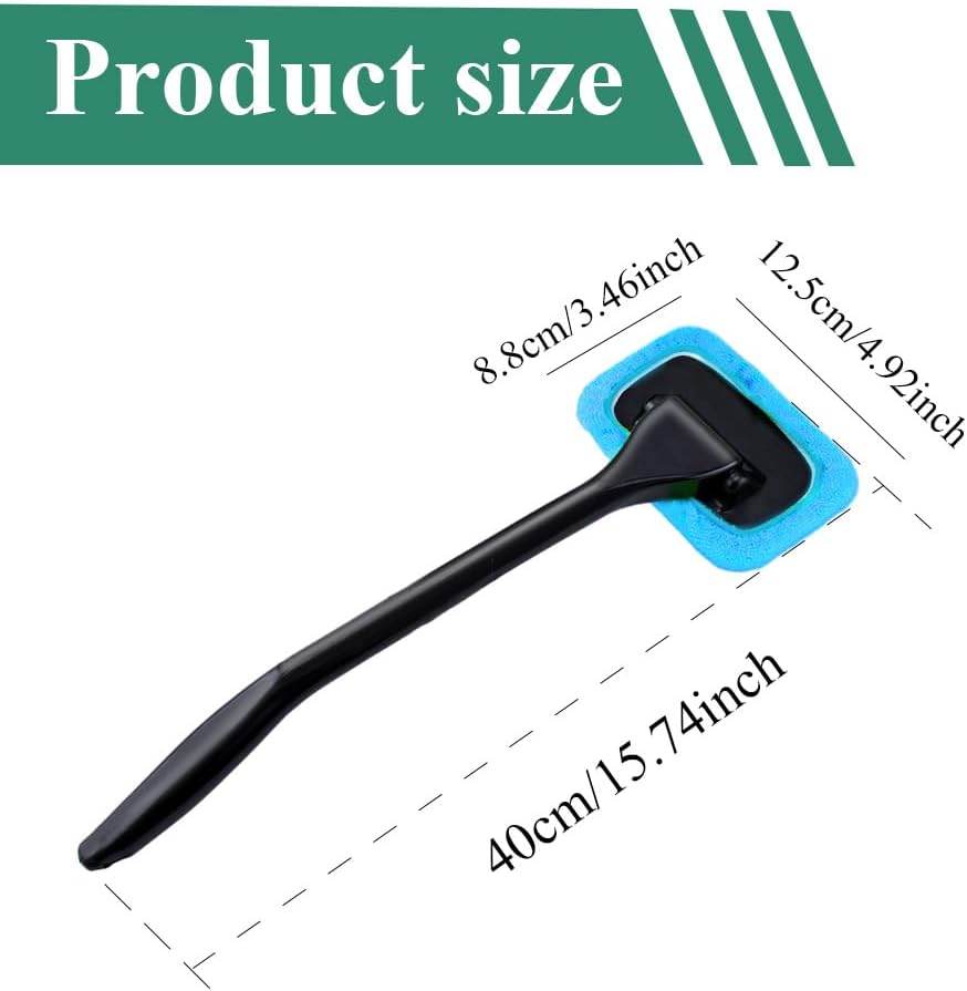 Windshield Cleaning Tool, Extendable Handle Car Window Cleaner with 4 Reusable Microfiber Pads, Auto Inside Glass Wiper for Car Windscreen Cleaning