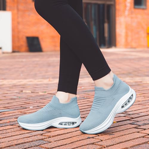 Image of DOUSSPRT Womens Walking Shoes Slip on Sock Sneakers Lady Girls Nurse Mesh Air Cushion Platform Loafers Fashion Casual