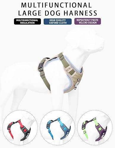 Miniatura 7 de SEVENPENCE Arnés reflectante ajustable para perros medianos y grandes, chaleco para mascotas sin tirones, de fácil control (caqui, XL)