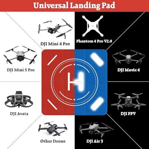 Image of FPVtosky Nighttime Reflective Drone Landing Pad, Fast-fold Double Sided Waterproof Landig Pad Weighted for DJI Mini 5 Pro / 4 /3 Pro /Mini 4k / Mavic 4 / Air 3s / Avata 2 / Neo /Flip(30 in)