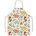Tablier de cuisine enfant en lin - tablier pour enfants motif dinosaure mignon, tabliers fille fils pour la cuisson de la fête de la peinture