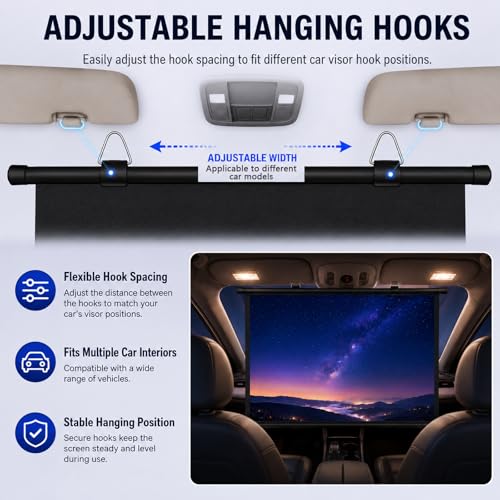 Car Projector Screen - Pantalla portátil de proyector 16:9, enrollable manual para auto, SUV, RV, camping y uso al aire libre miniatura 4