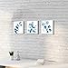 Hardy Gallery Blue Leaf Canvas Pictures Artwork: Watercolor Botanical Leaves Art Paintings Print on Canvas for Dining Room (12'' x 12'' x 3 Panels)