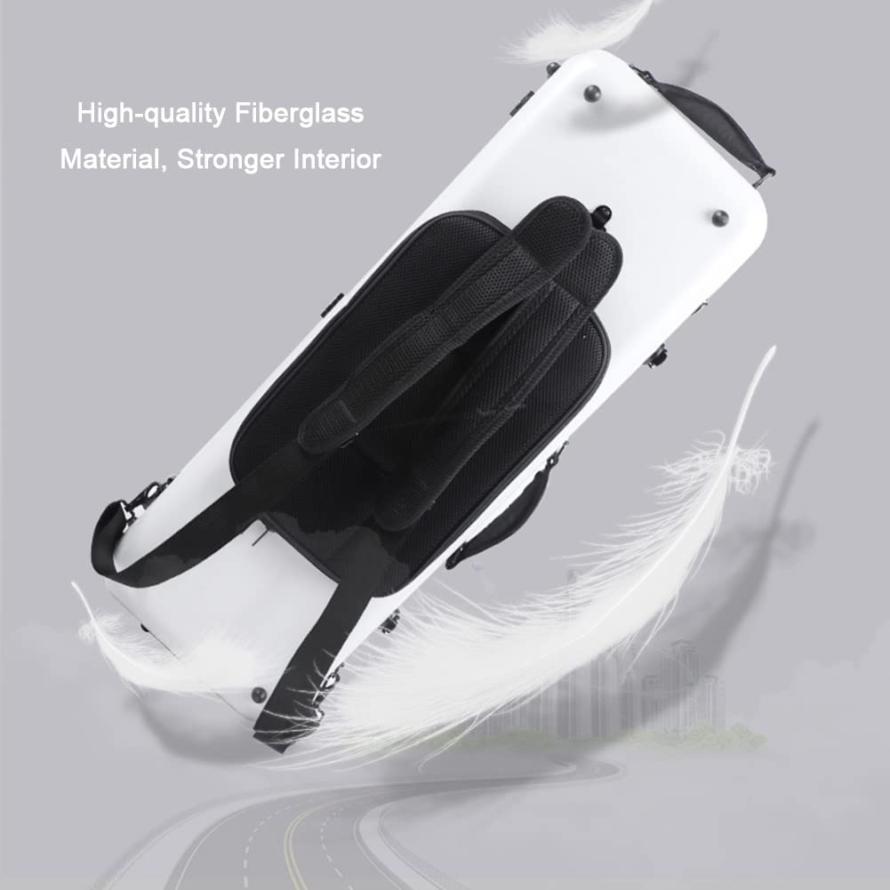 Hartschalenkoffer für 4/4-Violine in voller Größe Leichter, länglicher Hartschalenkoffer aus Karbonfaser Kompressions- und stoßfest mit Abnehmbarer Notentasche (Color : Black)