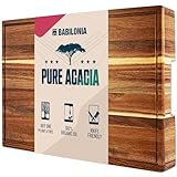 Tablas de cortar de madera de acacia para cocina, 15.7 pulgadas de largo x 10.2 pulgadas de ancho (extragruesa de 1.6 pulgadas), tabla de cortar de madera para carne, tablas de embutidos con asas