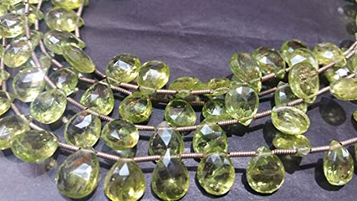 Péridot facetté en poire grand format 8x10mm pour fil de perles naturelles 8 pouces
