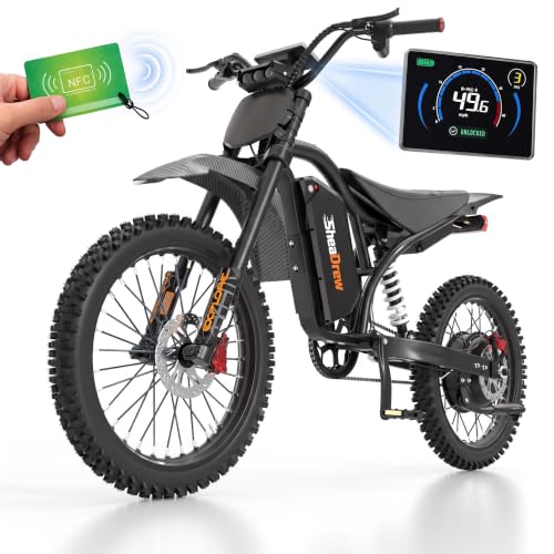 Image of 6000W Peak Electric Dirt Bike, 50MPH Off-Road Ebike, 60V Removeable Battery, Dual Suspension, Hydraulic Disc Brakes, UL2849 Certified Electric Bike for Adults & Teens