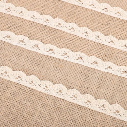 Set de table rectangulaire en polyester beige de qualité supérieure avec dentelle - 4