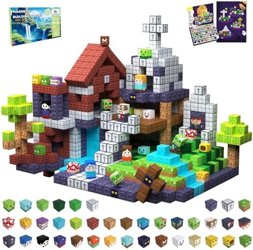 SSAWER Magnetische Bausteine,150 Teile Magnetbausteine (Zombie-Insel) | Montessori Kreative Spielzeug für Junge und Mädchen ab 3 Jahren, Magnetic Building Blocks, Geschenk für Kind