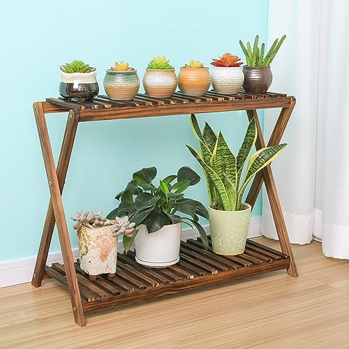 Jotboom Wooden Plant Stand Indoor 2 Tier Narrow Plant Stand Outdoor Plant Shelf Display Rack Corner Flower Rack Stand For Living Room Garden Patio Balcony thumb #6