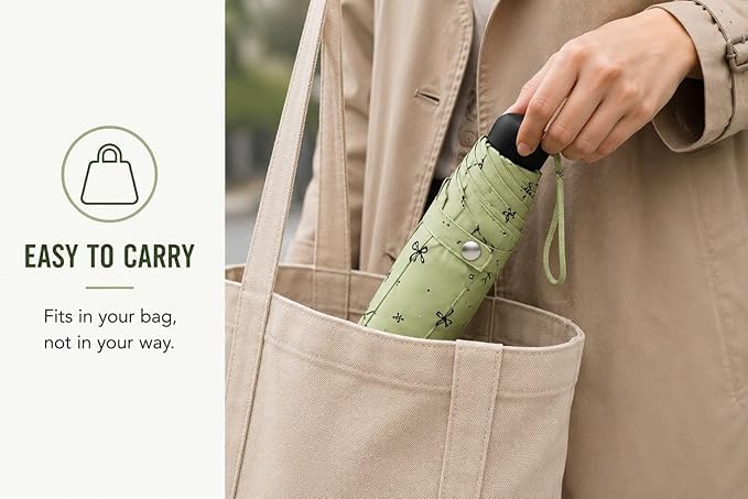Image of Ozoy umbrella for women,Travel - Mini Folding Compact with Case, 6 Ribs Lightweight Portable Small Sun&Rain Pocket Umbrella for Girls and Women