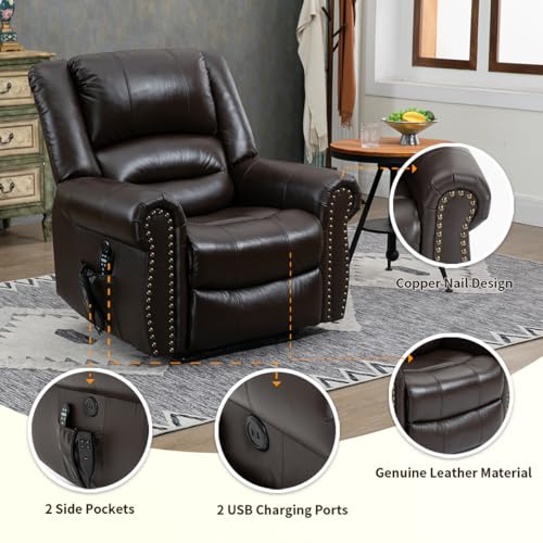 Genuine-Leather-Power-Lift-Recliner-Elderly-Chair-Lay-Flat-Lift-Chairs-Remote-Control-with-Point-Like-Distribution-MassageHeatingAdjusting-Reclining-Model-Brown Genuine Leather Power Lift Recliner Elderly Chair Lay Flat Lift Chairs Remote Control with Point Like Distribution MassageHeatingAdjusting Reclining Model Brown