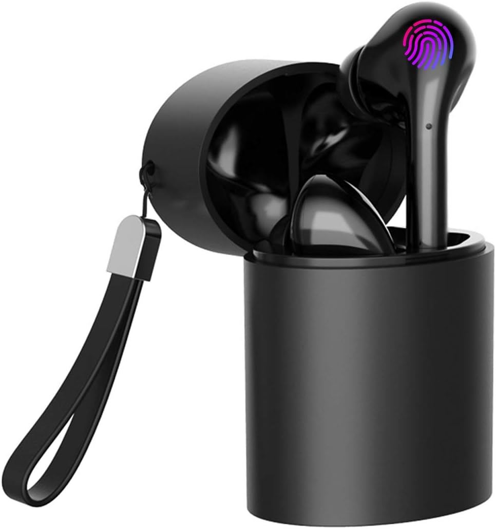 AOSlEN, Bluetooth 5.0 headphones, wireless in-ear headphones, intelligent touch control, 20 hours playtime, built-in dual microphone, with a charging case, black, for iOS, Android, Samsung, Huawei