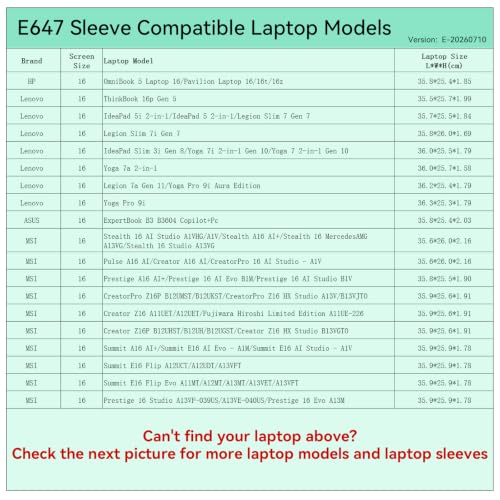 Image of Smatree Elite Laptop Sleeve for 16 inch HP OmniBook /Pavilion, Lenovo IdeaPad /Legion Slim /Yoga, ASUS ExpertBook B3, MSI CreatorPro /Prestige, Protective Laptop Case with Pocket(E647)