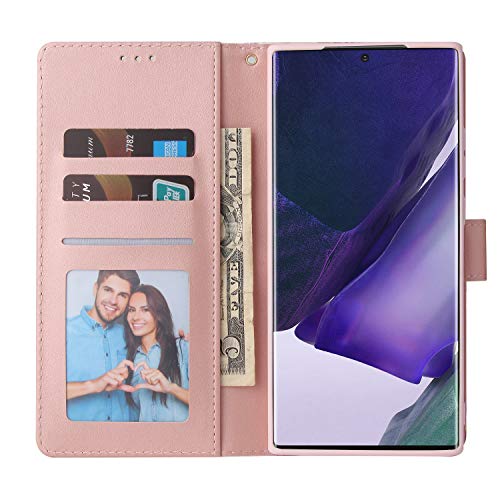 Asuwish Compatible With Samsung Galaxy Note 20 Glaxay Note20 5G Wallet Case Tempered Glass Screen Protector Leather Flip Card Holder Kickstand Phone Cases For Gaxaly Notes 20S Twenty Not Rose Gold #TOP2