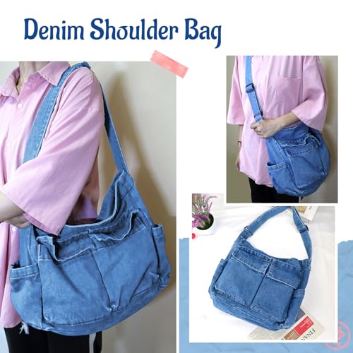 Bolso de hombro de mezclilla para mujer con gran capacidad miniatura 3