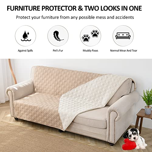 Waterproof Dog Bed Covers For Couch Protection Dog Pet Blanket Furniture Protector (68"X82",Beige+Ivory) #TOP1