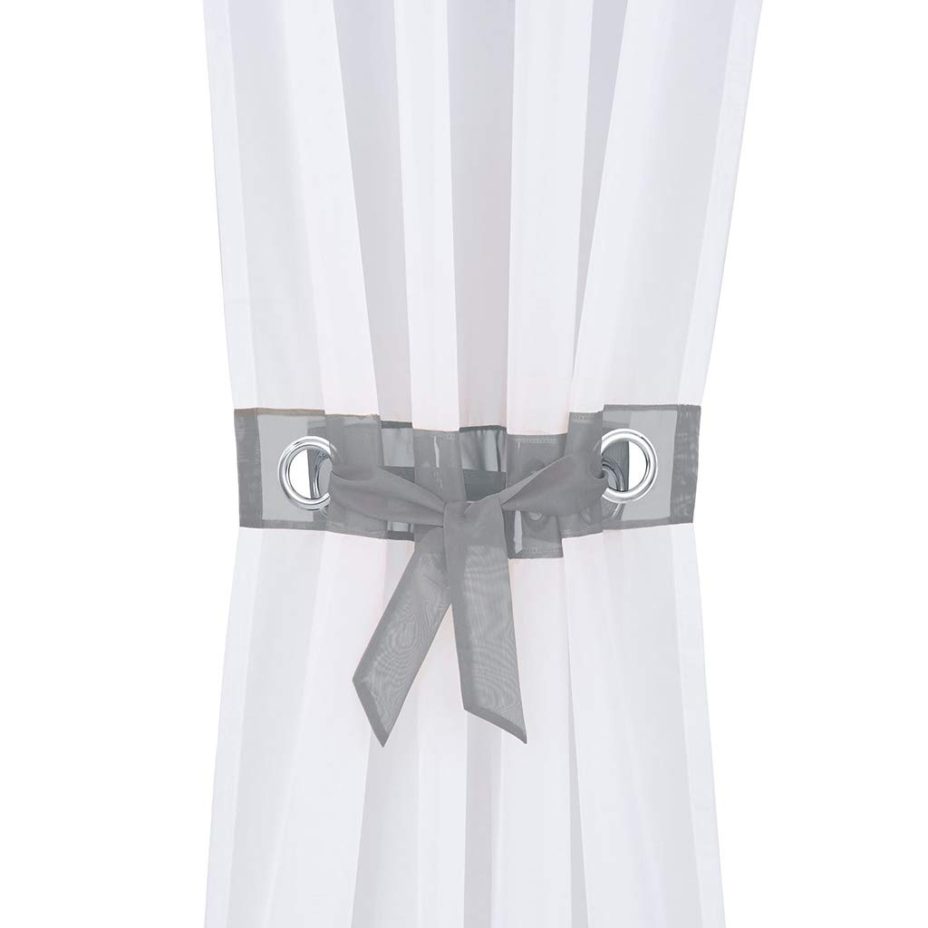 SIMPVALE Lot de 2 Rideaux Voilages Panneaux de Fenêtres Voile de Fenêtre avec Solide à Oeillets pour Salon Chambre Décoration, Gris, 140cmx225cm