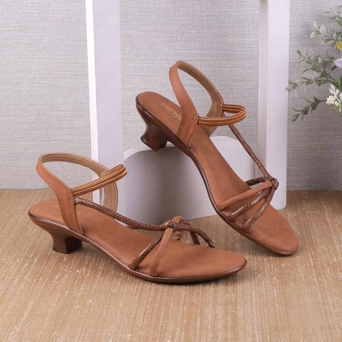 Image of Metro Women Embellished Casual Kitten Heel Sandals