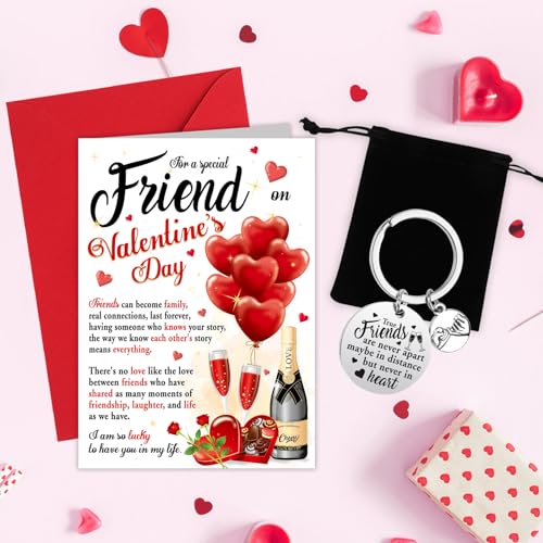 Carte de Saint-Valentin pour meilleur ami avec un porte-clés cœur