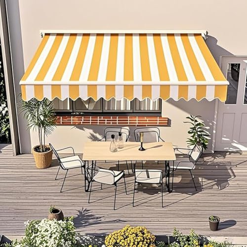 Toldo retráctil impermeable y resistente UV verde a rayas 400x300 cm 3
