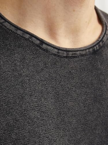 Pull jjeleo knit crew neck noos jack & jones gris caviar taille m homme