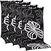 nxtbuy Nakładka na krzesło ogrodowe Barcelona 118 x 50 cm Black Flower 4-częściowy zestaw – nakładka na krzesło ogrodowe z wysokim oparciem – nakładka na krzesło z komfortową pianką – Made in EU/ÖkoTex100