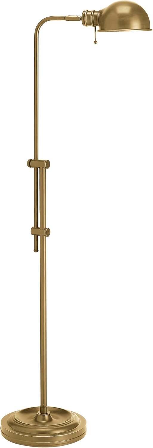 Dainolite DM1958F Fedora Traditional Height Adjustable Floor Lamp Light, 40", Aged Brass