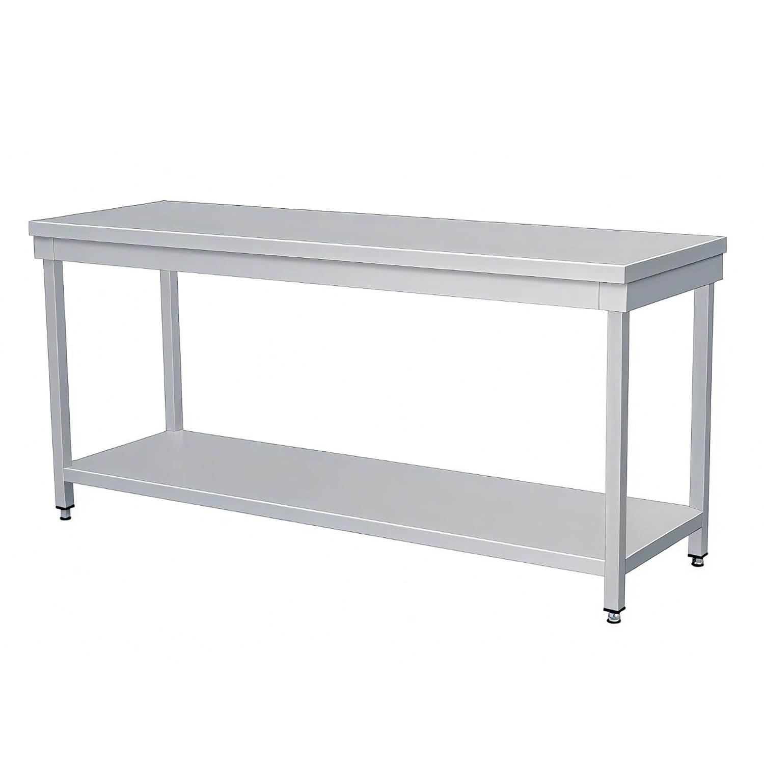 Ristoattrezzature Tavolo in acciaio inox 160x60x85h cm su gambe con piano di fondo VS
