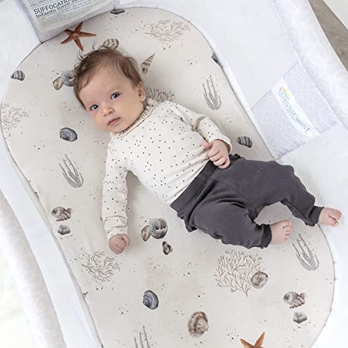 Pobibaby - 2 Pack Premium Bassinet Sheets For Standard Bassinets - Ultra-Soft Jersey Knit, Stylish Ocean Pattern, Safe And Snug For Baby (Seaside) #TOP5