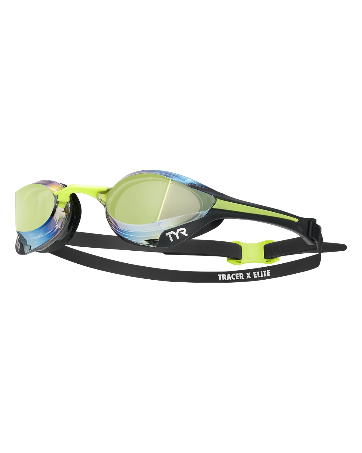 TYR Tracer x Elite - Occhialini a specchio per adulti, taglia unica, colore: nero/lime