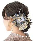 [SOUBIEN] ソウビエン 髪飾り 成人式 水引 2点セット 振袖 卒業式 袴 花 C ブルーグレー（sbn-kaz10440）